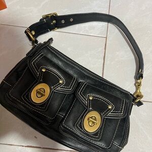 SOLD Coach Black Shoulder Bag with Gold Hardware